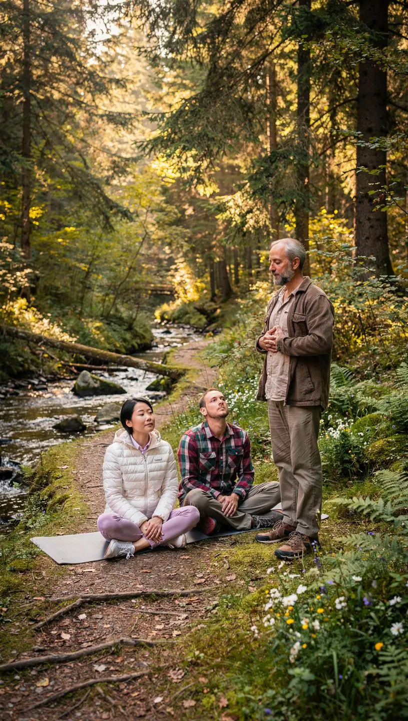 Rustikales Seminarrauminterieur mit Holzdesign, bereit für eine Offline-Buchung und Workshops im Wald